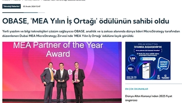 OBASE, "MICROSTRATEGY MEA BÖLGESI YILIN İŞ ORTAĞI" ÖDÜLÜNÜ ALDI